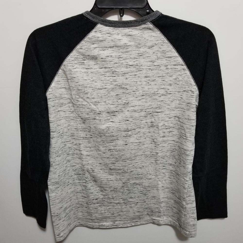 Arizona Jeans 2-Button Long Sleeve Henley Shirt Black White Boys Size Large - Picture 2 of 4